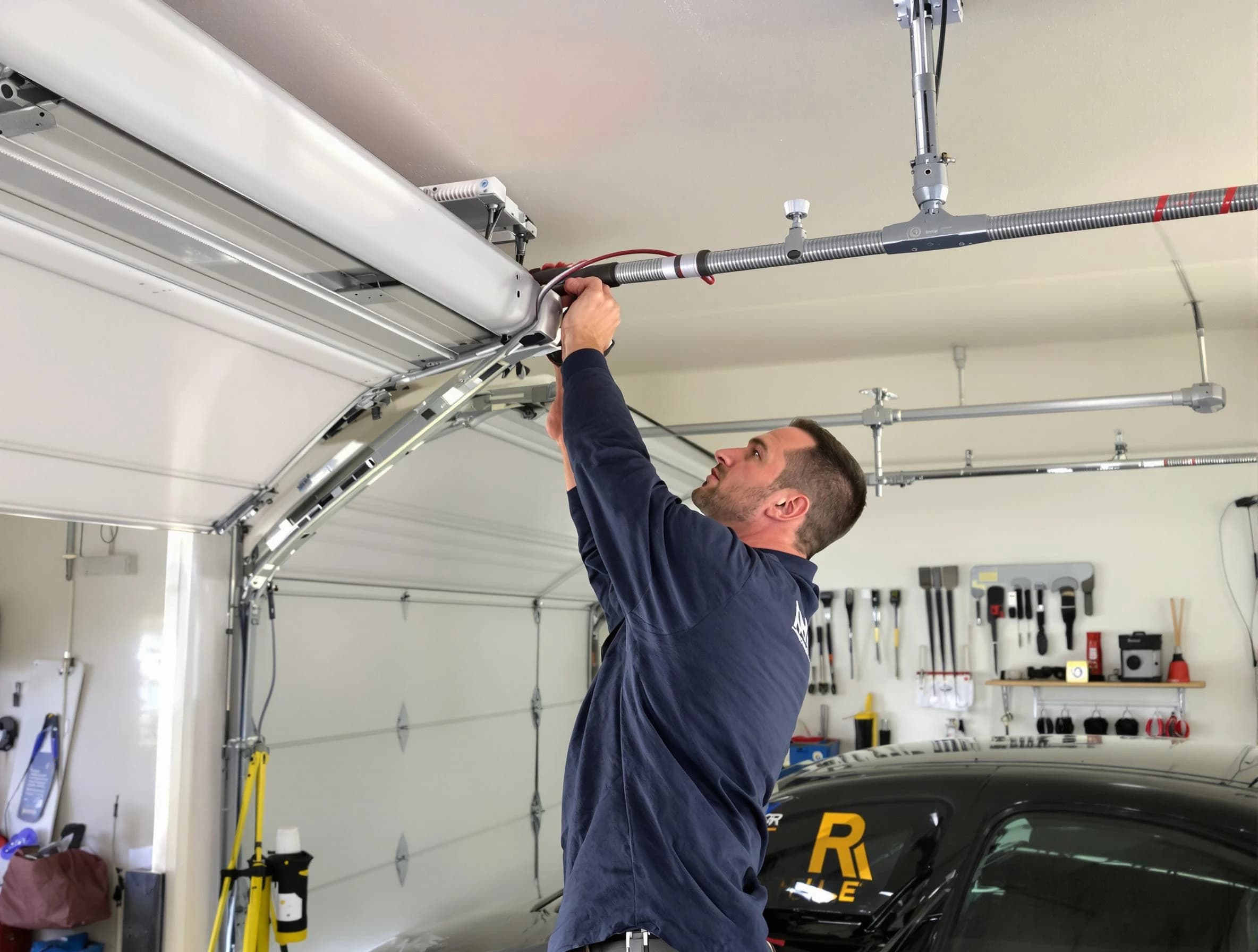 Edison Garage Door Repair technician performing garage door cable repair in Edison