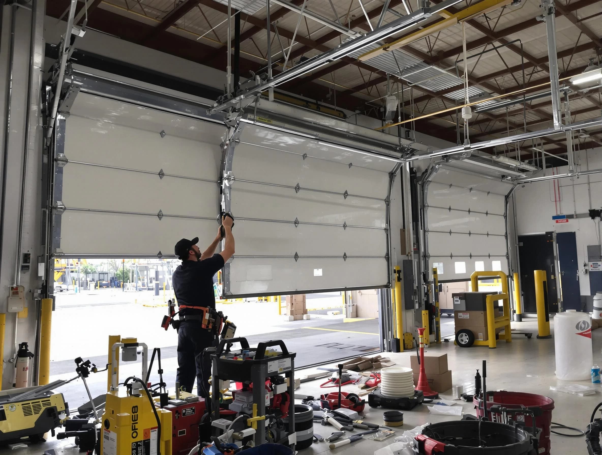 Edison Garage Door Repair technician performing commercial garage door repair in Edison