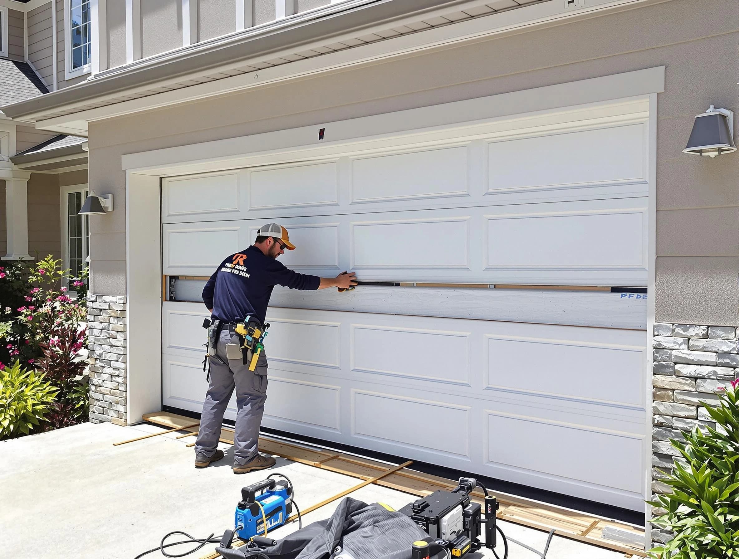 Edison Garage Door Repair team performing complete garage door replacement at Edison residence