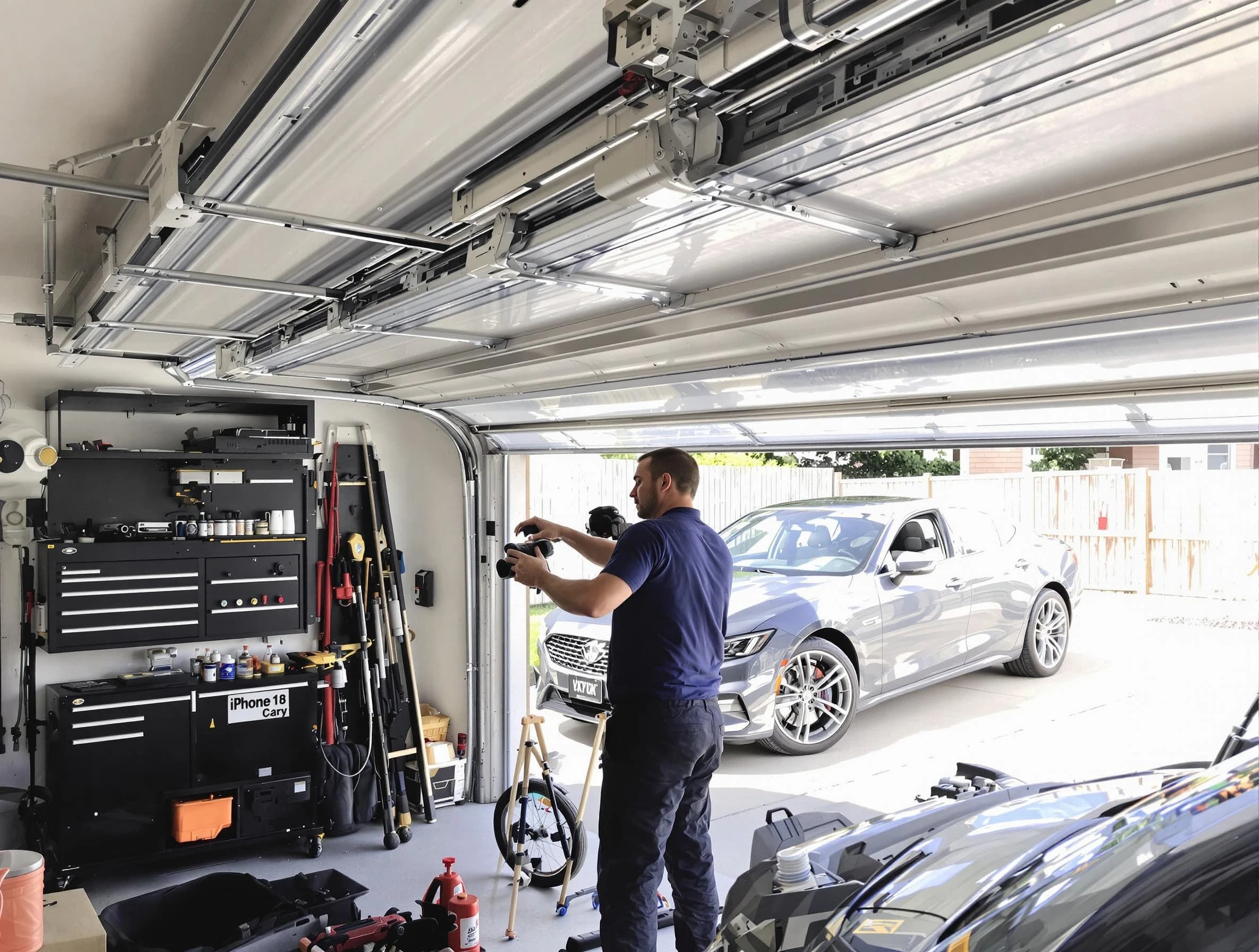 Edison Garage Door Repair technician fixing noisy garage door in Edison