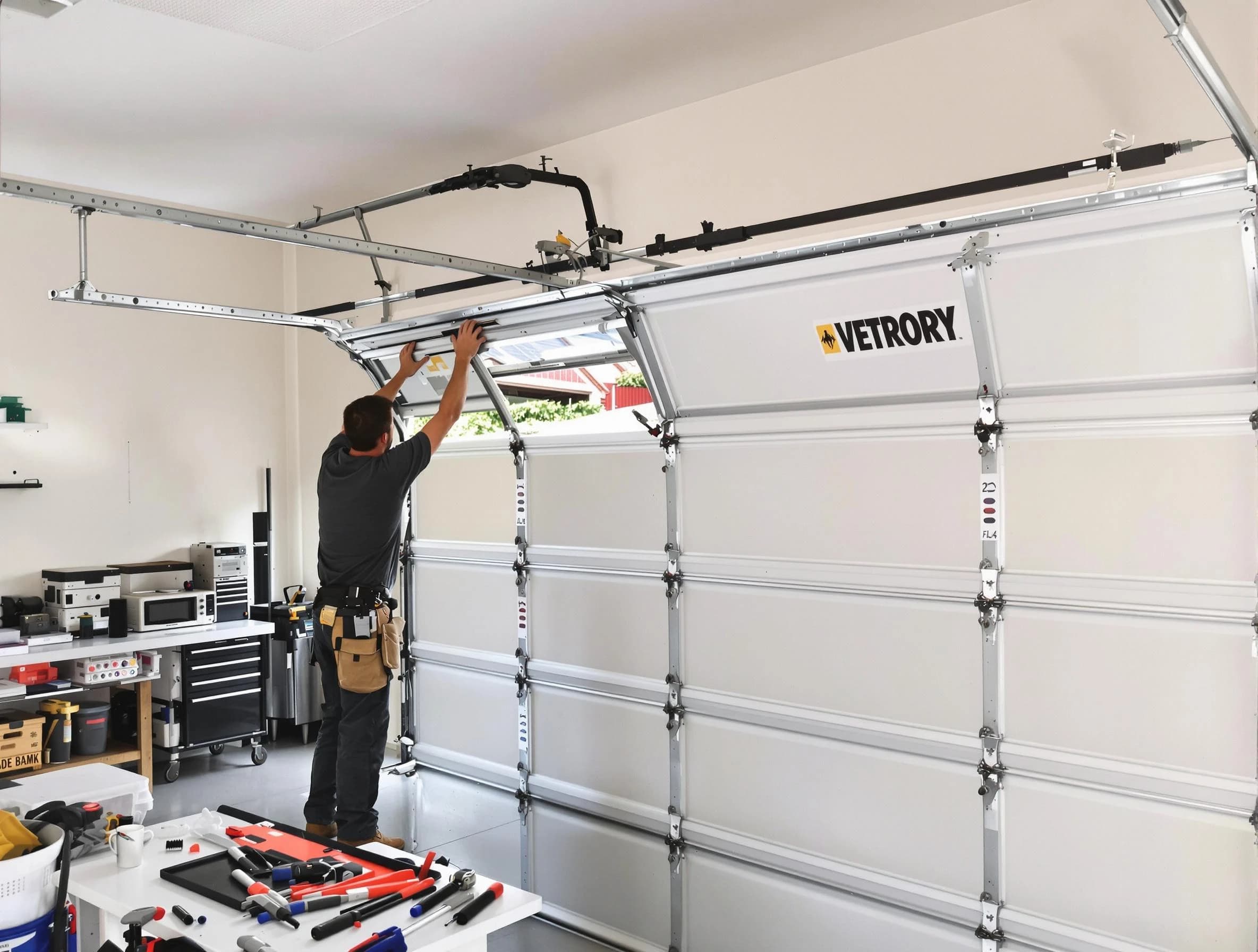 Edison Garage Door Repair technician performing section replacement in Edison