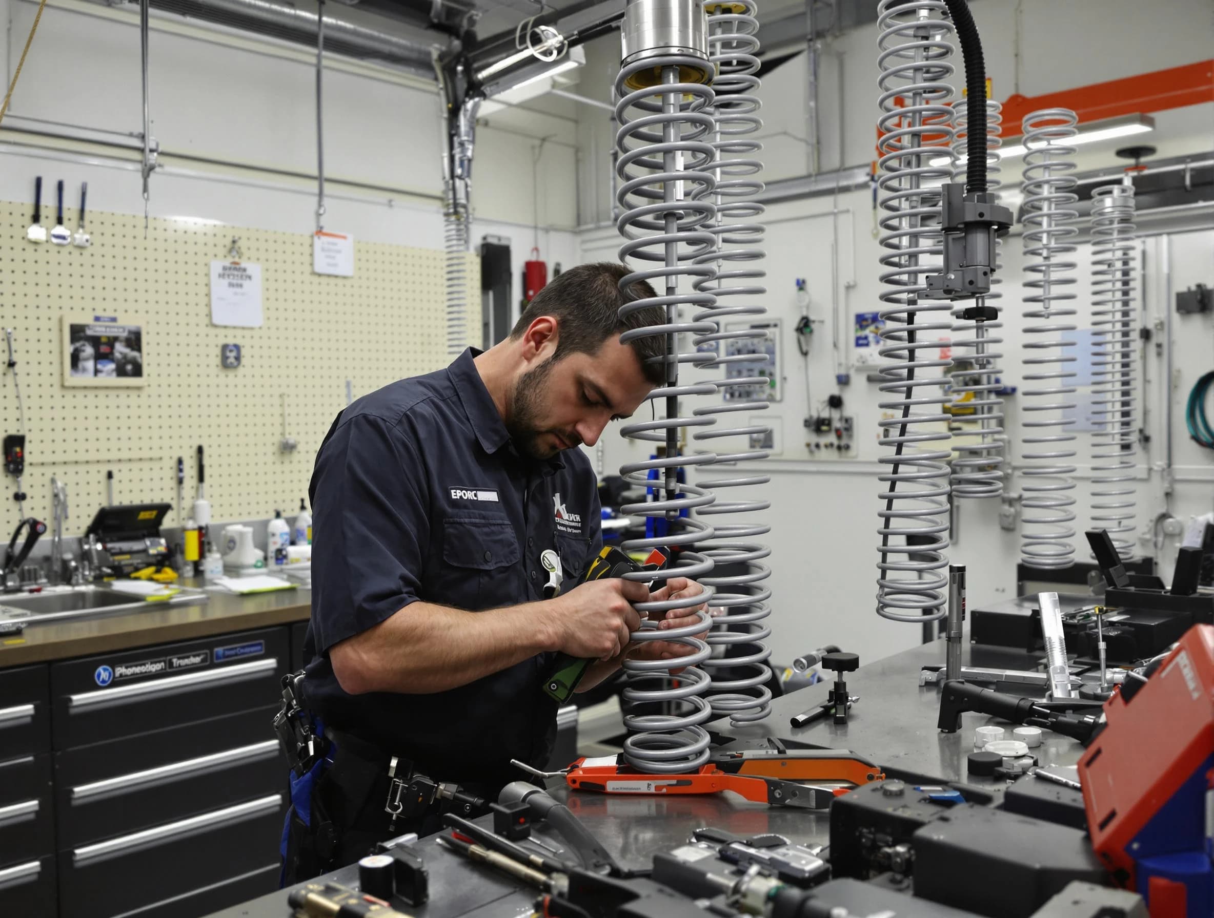 Edison Garage Door Repair technician performing spring repair in Edison